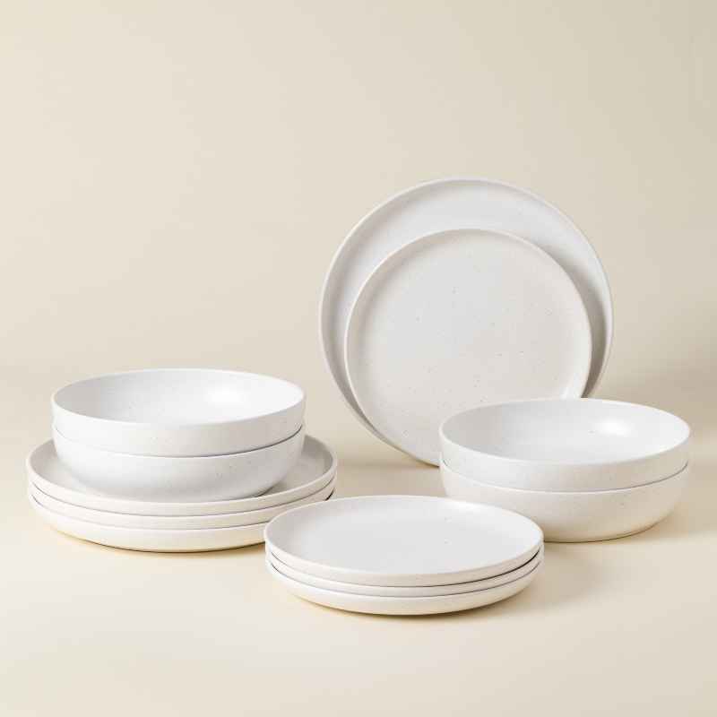 Pacifica Dinnerware with Pasta Bowls, Set of 12, Salt